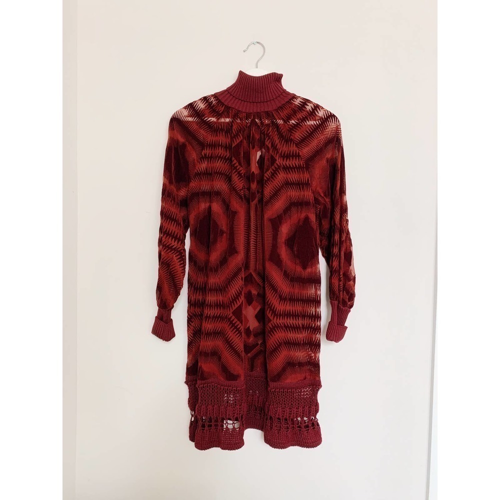 Jean Paul Gaultier Vintage 1990's Early 2000's Velvet Burn Out Dress Red XS - Picture 3 of 5